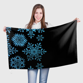 Флаг 3D с принтом Снежная Стена , 100% полиэстер | плотность ткани — 95 г/м2, размер — 67 х 109 см. Принт наносится с одной стороны | зима | новый год | снег | снегопад | снежинки