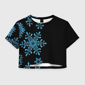 Женская футболка Crop-top 3D с принтом Снежная Стена , 100% полиэстер | круглая горловина, длина футболки до линии талии, рукава с отворотами | зима | новый год | снег | снегопад | снежинки