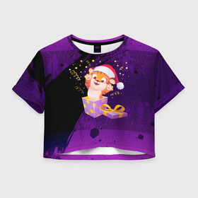 Женская футболка Crop-top 3D с принтом Тигрин год , 100% полиэстер | круглая горловина, длина футболки до линии талии, рукава с отворотами | new year | арт | графика | зима | новый год | подарок | рождество | тигр