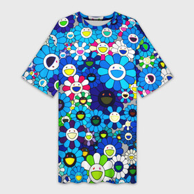 Платье-футболка 3D с принтом ТАКАСИ МУРАКАМИ ,  |  | Тематика изображения на принте: takashi murakami | абстракция | арт | иллюстрация | смайлы | такаси мураками | такаши мураками | цветы | яркие краски