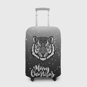 Чехол для чемодана 3D с принтом Merry Christmas Год Тигра 2022. , 86% полиэфир, 14% спандекс | двустороннее нанесение принта, прорези для ручек и колес | 2022 | happy new year | merry christmas | год тигра | зима близко | нг | новогодний | новогодний тигр | новогодняя символика | новый год | новый год 2022 | рождество | символ 2022 года | снег | снежинки | тигр