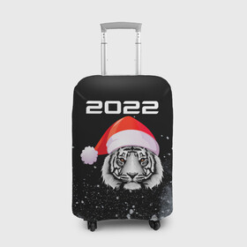 Чехол для чемодана 3D с принтом Новогодний тигр 2022. , 86% полиэфир, 14% спандекс | двустороннее нанесение принта, прорези для ручек и колес | 2022 | happy new year | merry christmas | год тигра | зима близко | нг | новогодний | новогодний тигр | новогодняя символика | новый год | новый год 2022 | рождество | символ 2022 года | снег | снежинки | тигр
