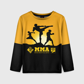 Детский лонгслив 3D с принтом ММА (Mixed Martial Arts) , 100% полиэстер | длинные рукава, круглый вырез горловины, полуприлегающий силуэт
 | bellator | boxing | fight club | mixed martial arts | ufc | айкидо | беллатор | боевые искусства | боец | бои | бои без правил | бойцовский клуб | бокс | борьба | воин | джиуджитсу | дзюдо | единоборства | карате | кикбоксинг