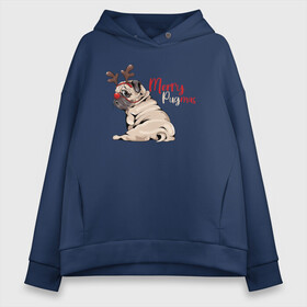 Женское худи Oversize хлопок с принтом Merry Pugmas , френч-терри — 70% хлопок, 30% полиэстер. Мягкий теплый начес внутри —100% хлопок | боковые карманы, эластичные манжеты и нижняя кромка, капюшон на магнитной кнопке | 2022 | 2022 год | happy new year | santa | год тигра | дед мороз | каникулы | мороз | новогодний свитер | новый год | новый год 2022 | новый год тигра | оливье | праздник | рождество | санта клаус | свитер новогодний