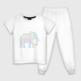 Детская пижама хлопок с принтом Сказочный слон , 100% хлопок |  брюки и футболка прямого кроя, без карманов, на брюках мягкая резинка на поясе и по низу штанин
 | Тематика изображения на принте: африка | дикое животное | животное | животные | звери | индия | слон | экзотика