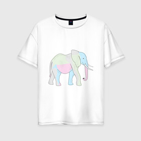 Женская футболка хлопок Oversize с принтом Сказочный слон , 100% хлопок | свободный крой, круглый ворот, спущенный рукав, длина до линии бедер
 | африка | дикое животное | животное | животные | звери | индия | слон | экзотика
