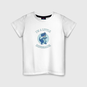 Детская футболка хлопок с принтом Маленький милый динозавр , 100% хлопок | круглый вырез горловины, полуприлегающий силуэт, длина до линии бедер | детский принт | дино | динозавр | для детей | подарок ребенку