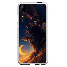 Чехол для Honor P Smart Z с принтом Ночной Волк Night Wolf , Силикон | Область печати: задняя сторона чехла, без боковых панелей | Тематика изображения на принте: animal | moon | night | sky | stars | wolf | благородный | волк | животные | звезды | зверь | луна | небо | ночной | ночь | облака | тьма | хищник