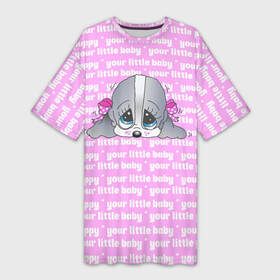 Платье-футболка 3D с принтом Милый щеночек sad sam and honey ,  |  | Тематика изображения на принте: honey | puppy | sad | sad sam and honey | sam | щенок | щеночек