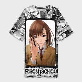 Платье-футболка 3D с принтом Chiyo Kurihara ,  |  | hana midorikawa | joji nezu | kiyoshi fujino | mari kurihara | meiko shiraki | prison school | reiji ando | shingo wakamoto | takehito morokuzu | дзёдзи нэдзу | киёси фудзино | мари курихара | мэйко сираки | рэйдзи андо | синго вакамото | такэхито мо