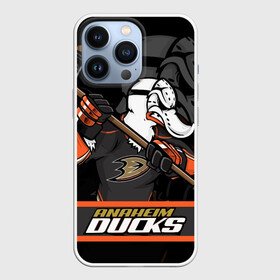 Чехол для iPhone 13 Pro с принтом Анахайм Дакс, Anaheim Ducks ,  |  | Тематика изображения на принте: anaheim | anaheim ducks | ducks | hockey | nhl | usa | дакс | нхл | спорт | сша | хоккей | шайба