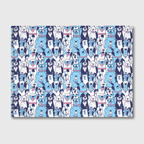 Альбом для рисования с принтом Забавные Пёсели паттерн Funny Dogs pattern , 100% бумага
 | матовая бумага, плотность 200 мг. | dog | бульдог | далматинец | йорк | мопс | песик | порода | смешной | собака