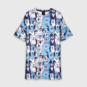 Детское платье 3D с принтом Забавные Пёсели паттерн Funny Dogs pattern , 100% полиэстер | прямой силуэт, чуть расширенный к низу. Круглая горловина, на рукавах — воланы | dog | бульдог | далматинец | йорк | мопс | песик | порода | смешной | собака