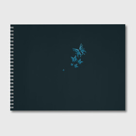 Альбом для рисования с принтом Стая неоновых бабочек , 100% бумага
 | матовая бумага, плотность 200 мг. | Тематика изображения на принте: бабочки | красота | насекомые | натуралист | необычные принты | неон | ночное | природа | светящиеся