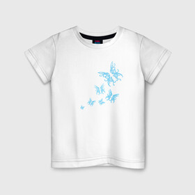 Детская футболка хлопок с принтом Неоновые бабочки Cotton Theme , 100% хлопок | круглый вырез горловины, полуприлегающий силуэт, длина до линии бедер | Тематика изображения на принте: бабочки | крылья | легкость | насековые | неон | ночные | полет | природа | светящиеся