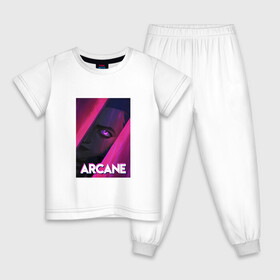 Детская пижама хлопок с принтом Arcane (Neon) , 100% хлопок |  брюки и футболка прямого кроя, без карманов, на брюках мягкая резинка на поясе и по низу штанин
 | Тематика изображения на принте: arcane | jinx | league of legends | neon | рисунок