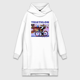 Платье-худи хлопок с принтом Триспорт ,  |  | bike | run | swim | triathlon | triatlon | бег | велогонщик | велоспорт | выносливость | картина | краска | плавание | триатлон