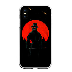 Чехол для iPhone XS Max матовый с принтом plague doctor ЧУМНОЙ ДОКТОР , Силикон | Область печати: задняя сторона чехла, без боковых панелей | art | artwork | dark | illustration | moon | plague doctor | red moon | арт | луна | мрак | ночь | чума | чумной доктор