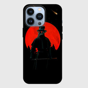 Чехол для iPhone 13 Pro с принтом plague doctor ЧУМНОЙ ДОКТОР ,  |  | art | artwork | dark | illustration | moon | plague doctor | red moon | арт | луна | мрак | ночь | чума | чумной доктор