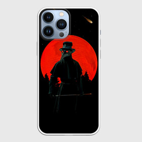 Чехол для iPhone 13 Pro Max с принтом plague doctor ЧУМНОЙ ДОКТОР ,  |  | art | artwork | dark | illustration | moon | plague doctor | red moon | арт | луна | мрак | ночь | чума | чумной доктор