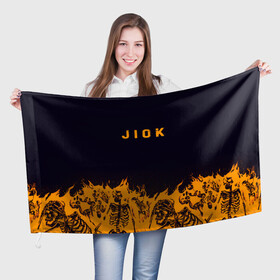 Флаг 3D с принтом Jiok пламя , 100% полиэстер | плотность ткани — 95 г/м2, размер — 67 х 109 см. Принт наносится с одной стороны | люди | надпись | огонь | пламя | скелеты