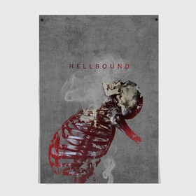 Постер с принтом Hellbound Новая истина , 100% бумага
 | бумага, плотность 150 мг. Матовая, но за счет высокого коэффициента гладкости имеет небольшой блеск и дает на свету блики, но в отличии от глянцевой бумаги не покрыта лаком | дым | надпись | скелет | текстура