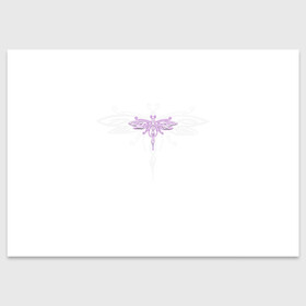 Поздравительная открытка с принтом Стрекоза Violet Neon Theme , 100% бумага | плотность бумаги 280 г/м2, матовая, на обратной стороне линовка и место для марки
 | воздух | для девочек | для женщин | женские | красные | крылья | лес | лето | насекомые | неон | неоновые рисунки | полет | природа | светящиеся | стрекоза
