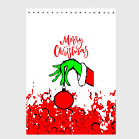 Скетчбук с принтом Merry Christmas Grinch , 100% бумага
 | 48 листов, плотность листов — 100 г/м2, плотность картонной обложки — 250 г/м2. Листы скреплены сверху удобной пружинной спиралью | 2022 | grinch | happy new year | merry christmas | год тигра | гринч | зима близко | нг | новогодний | новый год | новый год 2022 | рождество | снег | снежинки