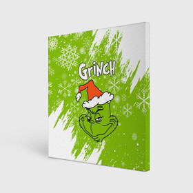 Холст квадратный с принтом Grinch Green. , 100% ПВХ |  | 2022 | grinch | happy new year | merry christmas | год тигра | гринч | зима близко | нг | новогодний | новый год | новый год 2022 | рождество | снег | снежинки