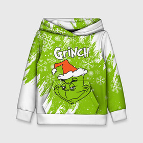 Детская толстовка 3D с принтом Grinch Green. , 100% полиэстер | двухслойный капюшон со шнурком для регулировки, мягкие манжеты на рукавах и по низу толстовки, спереди карман-кенгуру с мягким внутренним слоем | Тематика изображения на принте: 2022 | grinch | happy new year | merry christmas | год тигра | гринч | зима близко | нг | новогодний | новый год | новый год 2022 | рождество | снег | снежинки