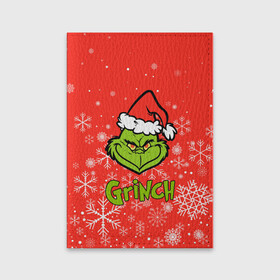 Обложка для паспорта матовая кожа с принтом Grinch Red. , натуральная матовая кожа | размер 19,3 х 13,7 см; прозрачные пластиковые крепления | Тематика изображения на принте: 2022 | grinch | happy new year | merry christmas | год тигра | гринч | зима близко | нг | новогодний | новый год | новый год 2022 | рождество | снег | снежинки