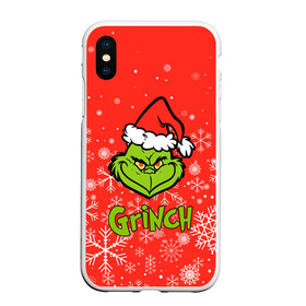 Чехол для iPhone XS Max матовый с принтом Grinch Red. , Силикон | Область печати: задняя сторона чехла, без боковых панелей | 2022 | grinch | happy new year | merry christmas | год тигра | гринч | зима близко | нг | новогодний | новый год | новый год 2022 | рождество | снег | снежинки