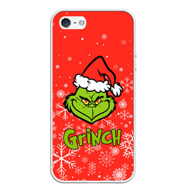 Чехол для iPhone 5/5S матовый с принтом Grinch Red. , Силикон | Область печати: задняя сторона чехла, без боковых панелей | 2022 | grinch | happy new year | merry christmas | год тигра | гринч | зима близко | нг | новогодний | новый год | новый год 2022 | рождество | снег | снежинки