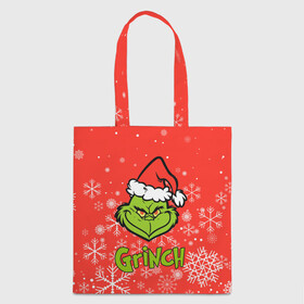 Шоппер 3D с принтом Grinch Red. , 100% полиэстер | Плотность: 200 г/м2; Размер: 34×35 см; Высота лямок: 30 см | 2022 | grinch | happy new year | merry christmas | год тигра | гринч | зима близко | нг | новогодний | новый год | новый год 2022 | рождество | снег | снежинки