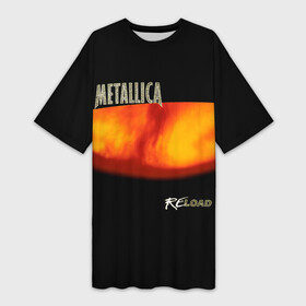 Платье-футболка 3D с принтом Metallica ReLoad ,  |  | hard | heavy | james hetfield | kirk hammett | lars ulrich | metallica | music | robert trujillo | rock band | thrash | thrashmetal | альбом | джеймс хэтфилд | кирк хэмметт | ларс ульрих | метал | металика | металлика | музыка | роберт трухильо | рок груп