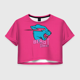 Женская футболка Crop-top 3D с принтом Mr Beast Gaming Full Print (Pink edition) , 100% полиэстер | круглая горловина, длина футболки до линии талии, рукава с отворотами | gamer | games | gaming | mr beast | mrbeast | youtube | блогеры | игры | мистер бист | ютуберы