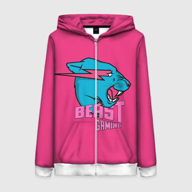 Женская толстовка 3D на молнии с принтом Mr Beast Gaming Full Print (Pink edition) , 100% полиэстер | длина до линии бедра, манжеты и пояс оформлены мягкой тканевой резинкой, двухслойный капюшон со шнурком для регулировки, спереди молния, по бокам два кармана | gamer | games | gaming | mr beast | mrbeast | youtube | блогеры | игры | мистер бист | ютуберы