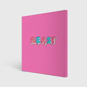 Холст квадратный с принтом Mr Beast Donut (Pink edition) , 100% ПВХ |  | arts | mr beast | mrbeast | youtube | арты | блогеры | мистер бист | прикольные надписи | ютуб | ютуберы