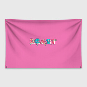 Флаг-баннер с принтом Mr Beast Donut (Pink edition) , 100% полиэстер | размер 67 х 109 см, плотность ткани — 95 г/м2; по краям флага есть четыре люверса для крепления | arts | mr beast | mrbeast | youtube | арты | блогеры | мистер бист | прикольные надписи | ютуб | ютуберы