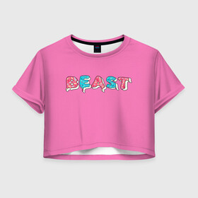 Женская футболка Crop-top 3D с принтом Mr Beast Donut (Pink edition) , 100% полиэстер | круглая горловина, длина футболки до линии талии, рукава с отворотами | arts | mr beast | mrbeast | youtube | арты | блогеры | мистер бист | прикольные надписи | ютуб | ютуберы