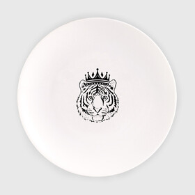 Тарелка с принтом Family Look Папа-тигр , фарфор | диаметр - 210 мм
диаметр для нанесения принта - 120 мм | Тематика изображения на принте: crown | family | tiger | корона | семья | тигр