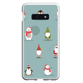 Чехол для Samsung S10E с принтом Новый Гoд , Силикон | Область печати: задняя сторона чехла, без боковых панелей | Тематика изображения на принте: 2022 | гном | год | дед | зима | мишка | мороз | новый | пингвин | праздик | рождество | снеговик | узор
