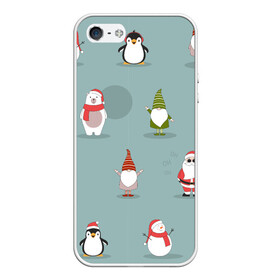 Чехол для iPhone 5/5S матовый с принтом Новый Гoд , Силикон | Область печати: задняя сторона чехла, без боковых панелей | 2022 | гном | год | дед | зима | мишка | мороз | новый | пингвин | праздик | рождество | снеговик | узор