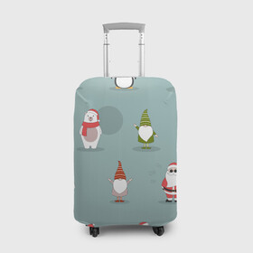 Чехол для чемодана 3D с принтом Новый Гoд , 86% полиэфир, 14% спандекс | двустороннее нанесение принта, прорези для ручек и колес | 2022 | гном | год | дед | зима | мишка | мороз | новый | пингвин | праздик | рождество | снеговик | узор