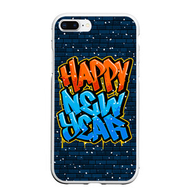 Чехол для iPhone 7Plus/8 Plus матовый с принтом С Новым Годом граффити / Happy New Year graffiti , Силикон | Область печати: задняя сторона чехла, без боковых панелей | graffiti | wall | граффити | зима | новый год | рождество | снег | снежинка | стена