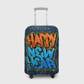 Чехол для чемодана 3D с принтом С Новым Годом граффити / Happy New Year graffiti , 86% полиэфир, 14% спандекс | двустороннее нанесение принта, прорези для ручек и колес | graffiti | wall | граффити | зима | новый год | рождество | снег | снежинка | стена