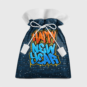 Подарочный 3D мешок с принтом С Новым Годом граффити / Happy New Year graffiti , 100% полиэстер | Размер: 29*39 см | graffiti | wall | граффити | зима | новый год | рождество | снег | снежинка | стена