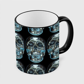 Кружка с принтом Skulls pattern 2028 , керамика | ёмкость 330 мл | Тематика изображения на принте: fashion | future | pattern | skull | vanguard | авангард | будущее | мода | стекло | узор | череп