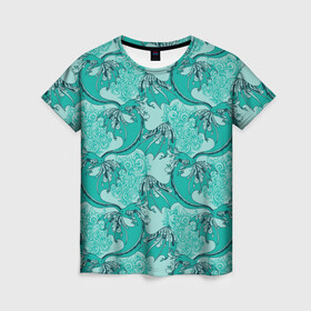Женская футболка 3D с принтом Китайские дракончики , 100% полиэфир ( синтетическое хлопкоподобное полотно) | прямой крой, круглый вырез горловины, длина до линии бедер | драконы | змеи | змей | китайские драконы | чудовище