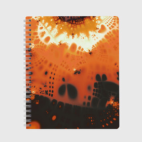 Тетрадь с принтом Коллекция Journey Оранжевый взрыв 126-3 2 , 100% бумага | 48 листов, плотность листов — 60 г/м2, плотность картонной обложки — 250 г/м2. Листы скреплены сбоку удобной пружинной спиралью. Уголки страниц и обложки скругленные. Цвет линий — светло-серый
 | abstraction | black | bright | fractal | orange | абстракция | на витрину | оранжевый | фрактал | черный | яркий